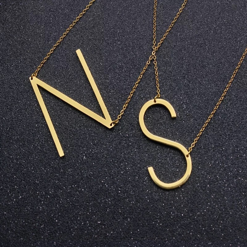 Gold Initial Pendant Necklace Letters A-Z - Picture 4 of 8